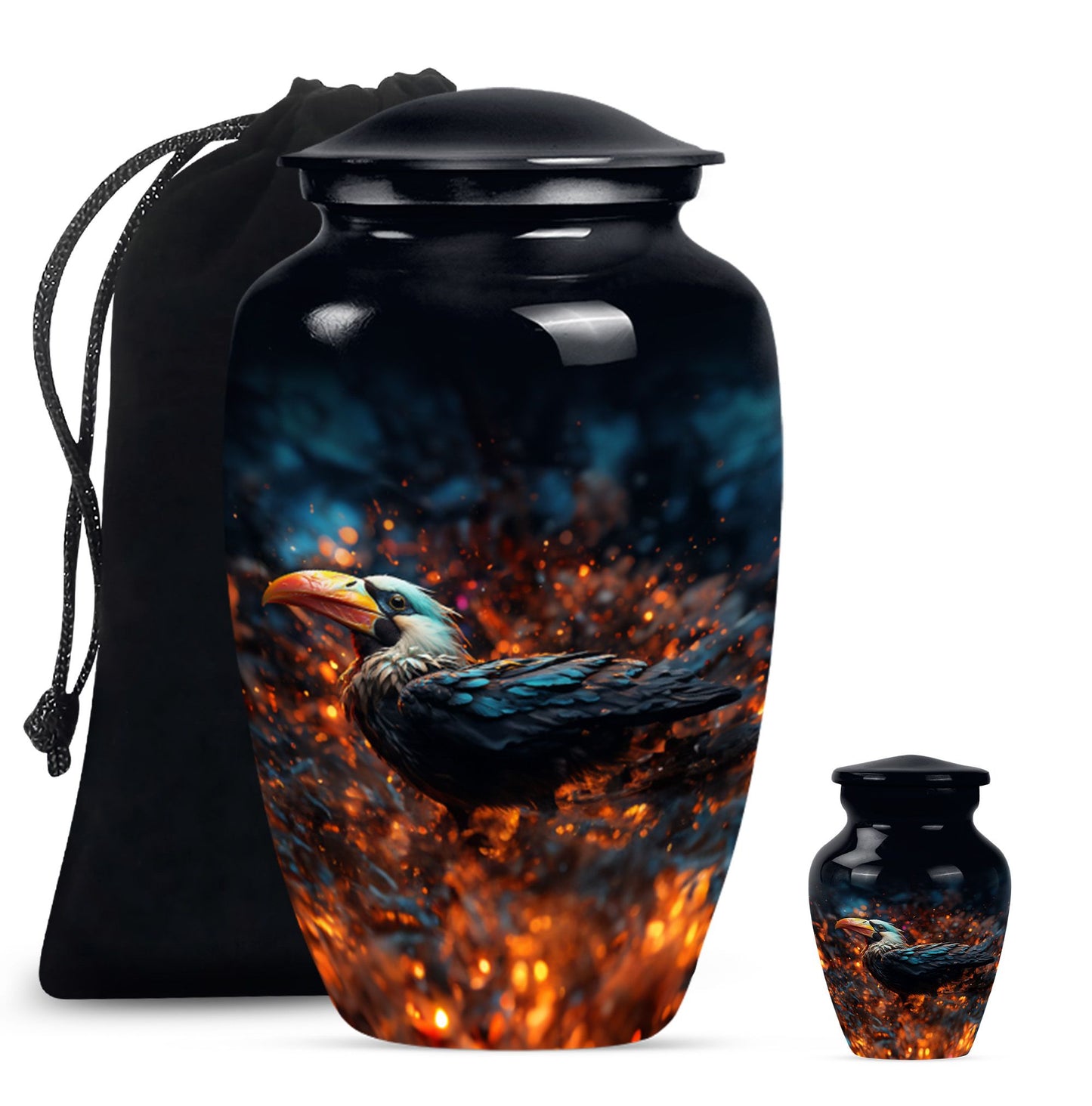 Classic Puffin Bird Urn, abstract burial ash urn for ashes