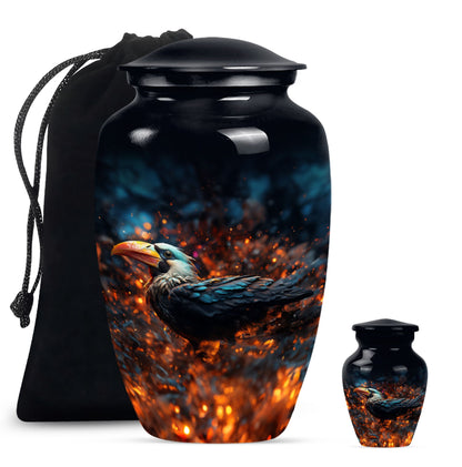 Classic Puffin Bird Urn, abstract burial ash urn for ashes
