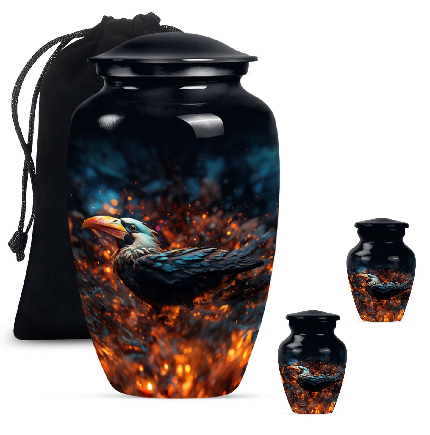 Classic Puffin Bird Urn, abstract burial ash urn for ashes