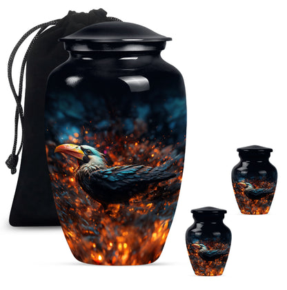 Classic Puffin Bird Urn, abstract burial ash urn for ashes