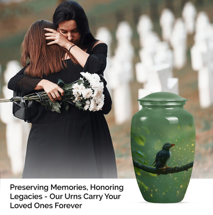 10-inch puffin bird urn.