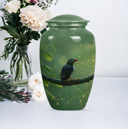 10-inch puffin bird urn.