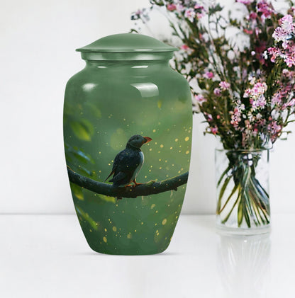 10-inch puffin bird urn.