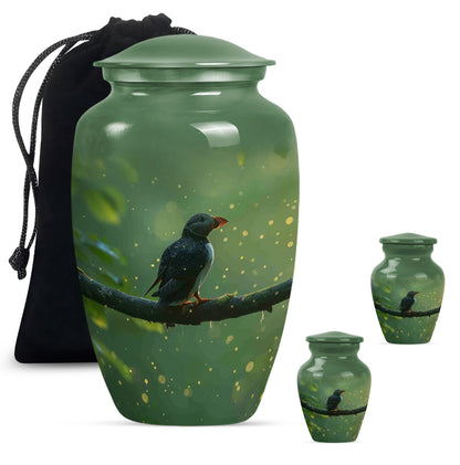 10-inch puffin bird urn.