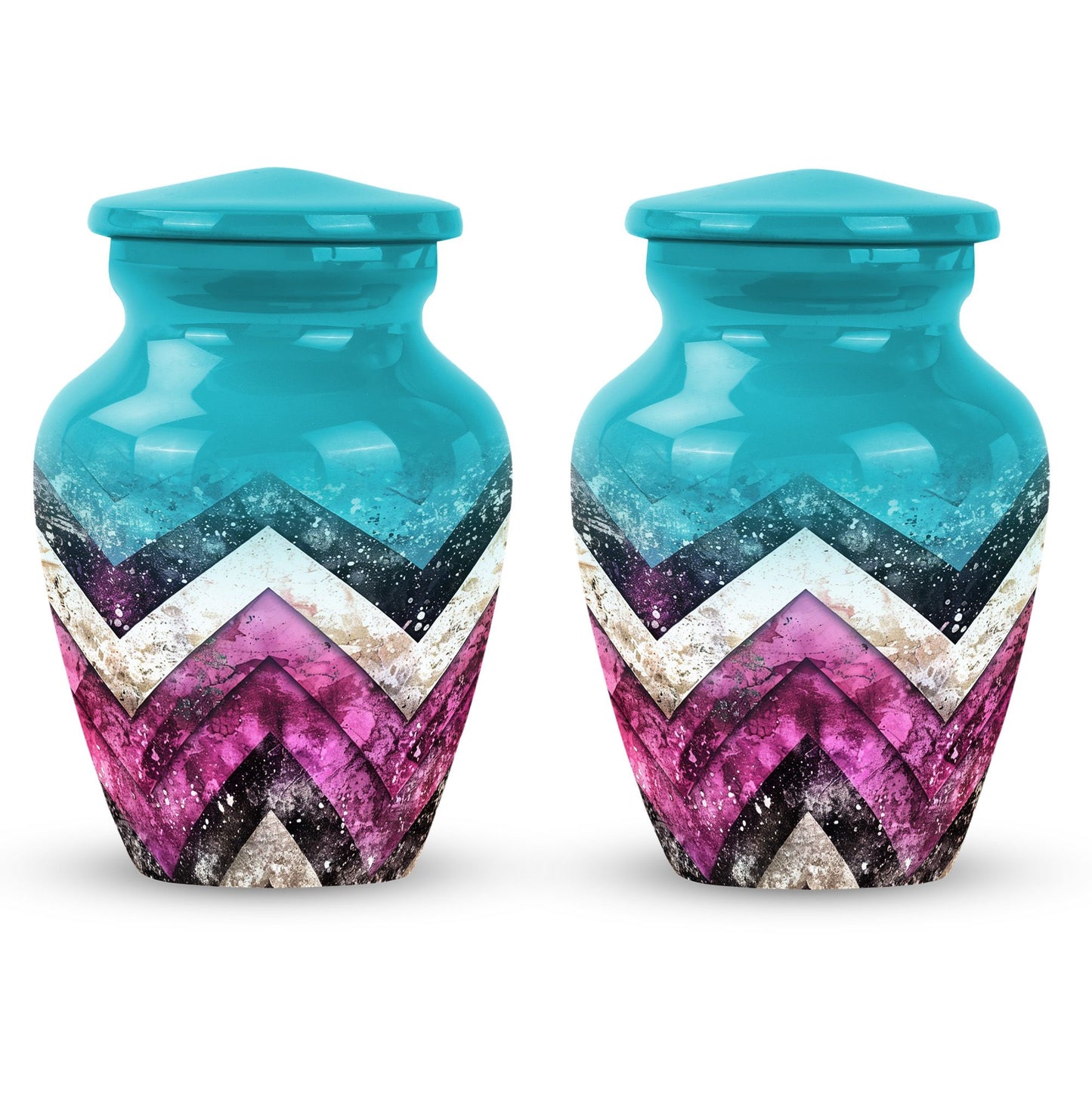 Pink Personalized Artistic Memorial Urn for Adult Male - 10-inch, 200 cu in - Yatskia