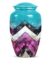 Pink Zigzag Pattern Memorial Urn - Blue Urn For Adult Male and Female