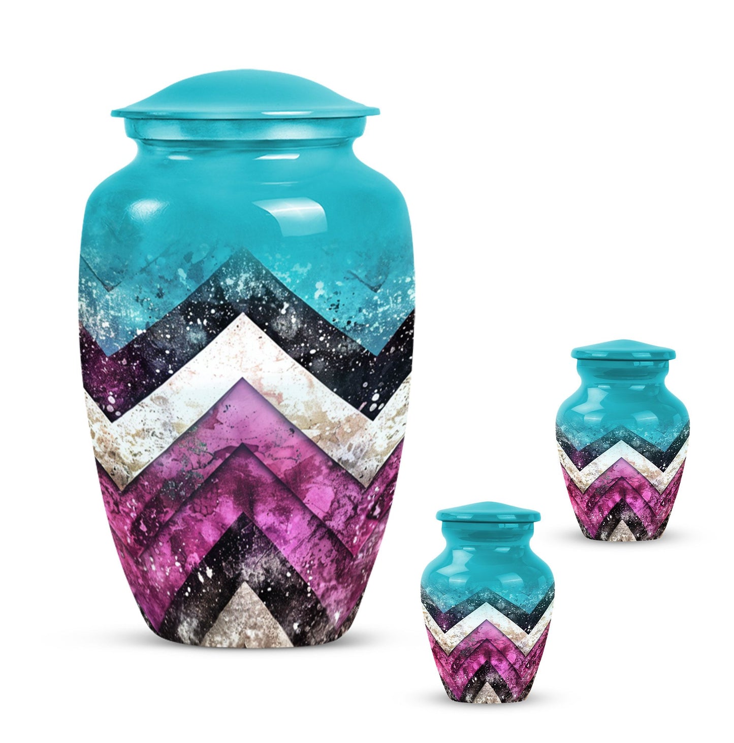 Pink Personalized Artistic Memorial Urn for Adult Male - 10-inch, 200 cu in - Yatskia