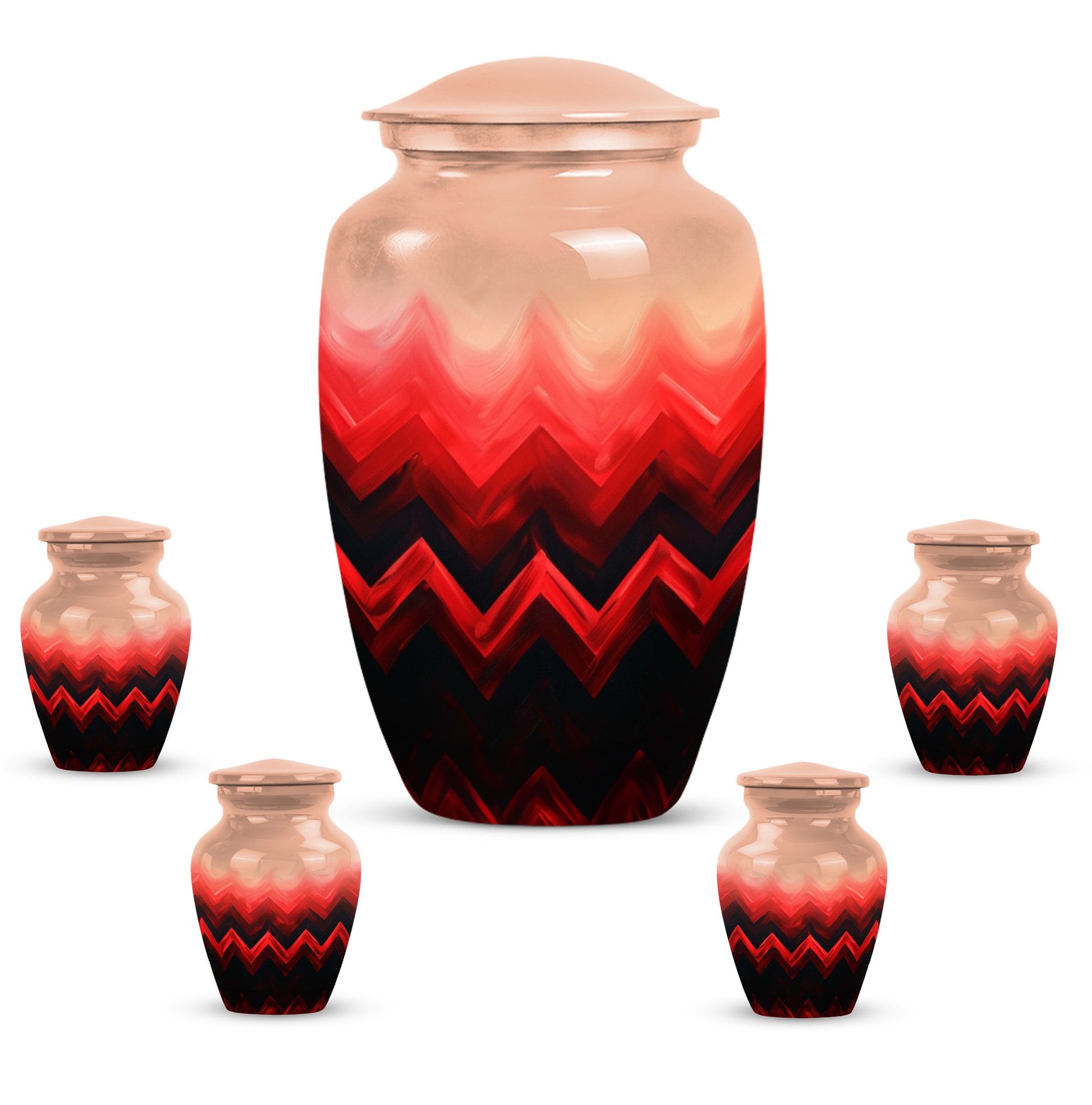 Zigzag Pattern Keepsake Urn For Ashes - Abstract Funeral Urn For Adults