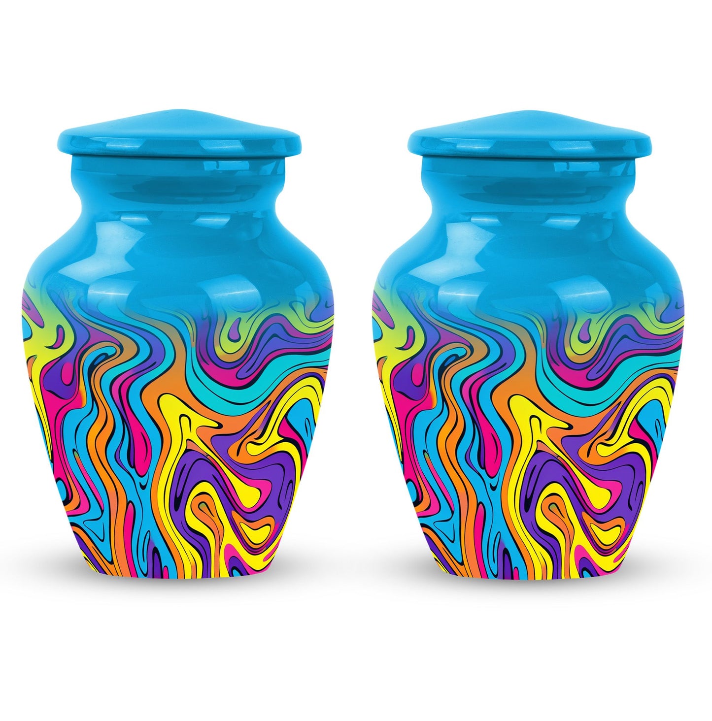Colorful Personalized Artistic Cremation Urn for Human Ashes - 10-inch, 200 cu in - Yatskia