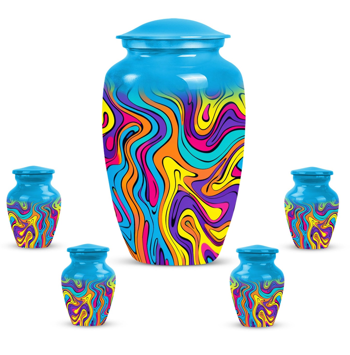 Colorful Personalized Artistic Cremation Urn for Human Ashes - 10-inch, 200 cu in - Yatskia