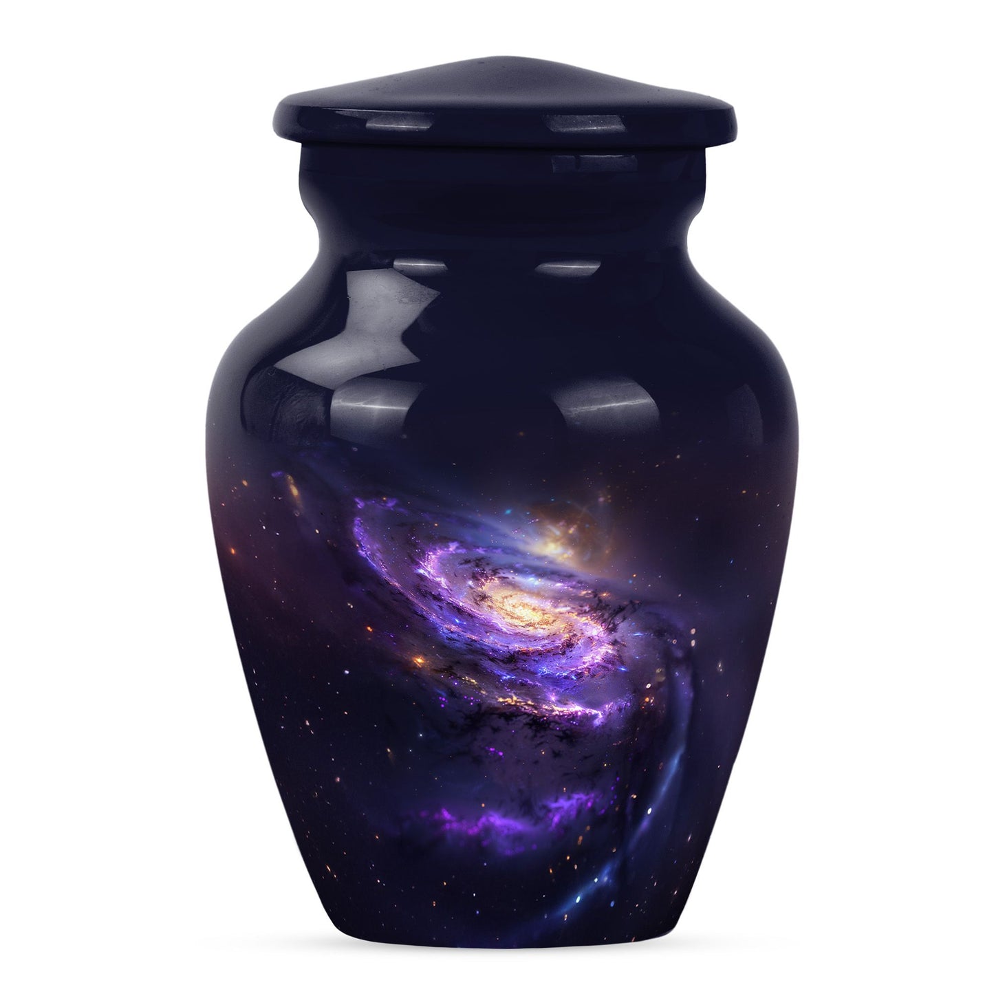 Purple Personalized Galaxy Memorial Urn for Human Ashes - 10-inch, 200 cu in - Yatskia