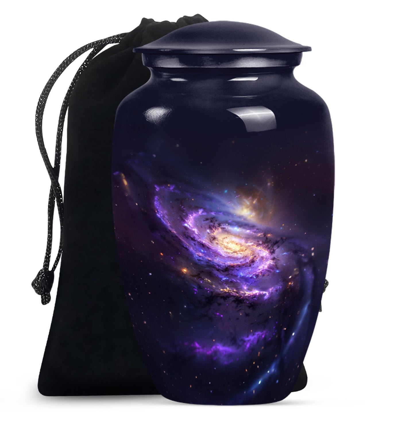 Purple Personalized Galaxy Memorial Urn for Human Ashes - 10-inch, 200 cu in - Yatskia