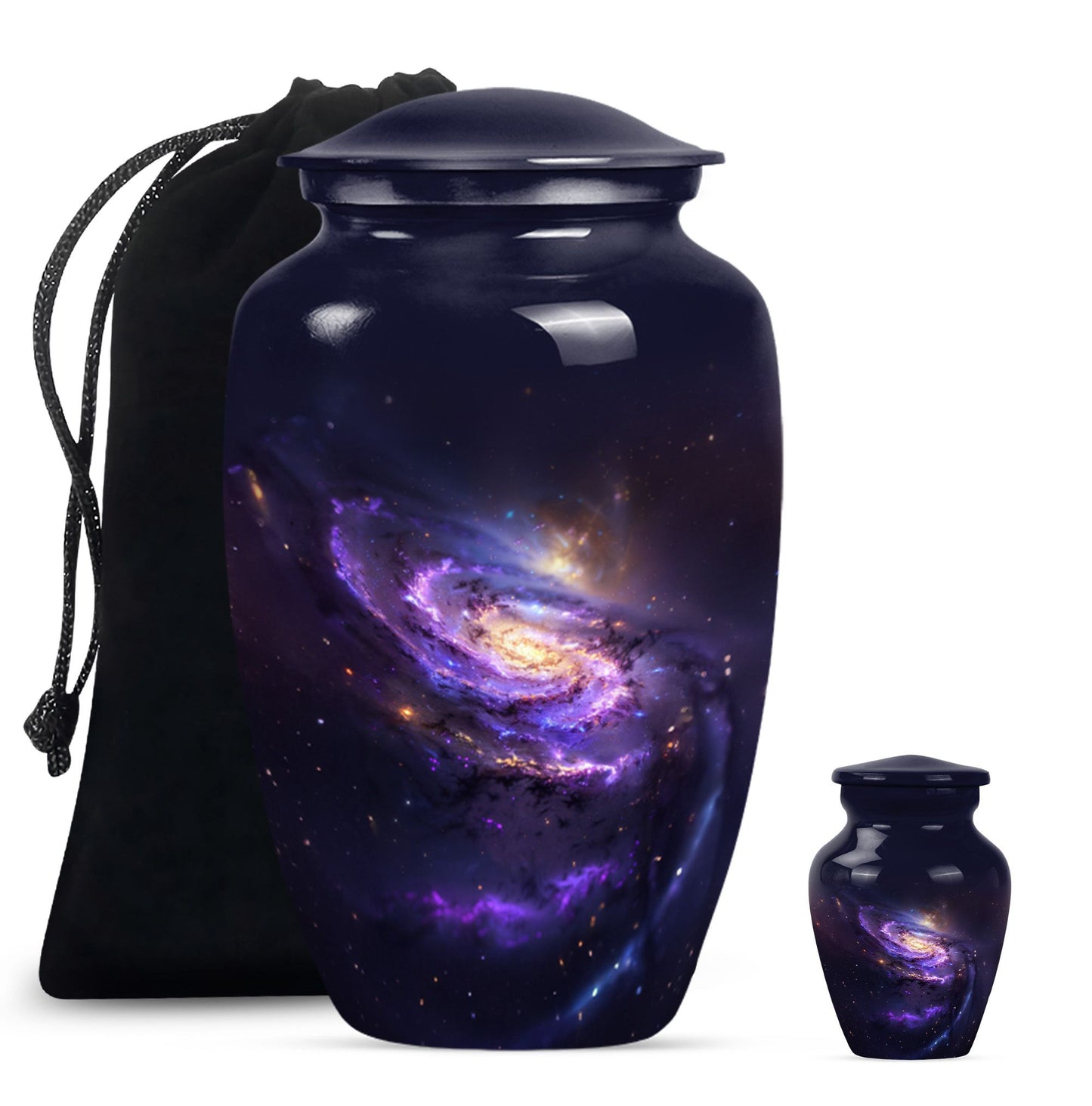 Purple Personalized Galaxy Memorial Urn for Human Ashes - 10-inch, 200 cu in - Yatskia