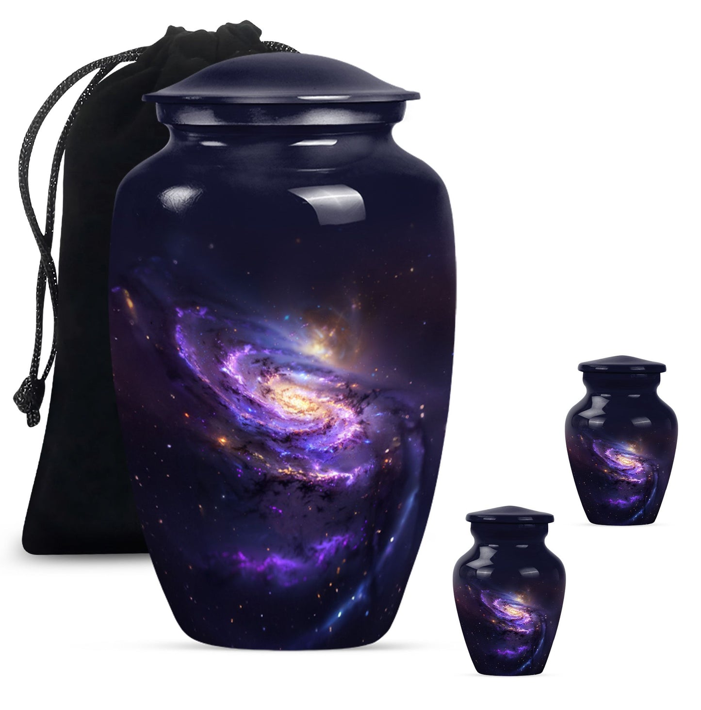 Purple Personalized Galaxy Memorial Urn for Human Ashes - 10-inch, 200 cu in - Yatskia
