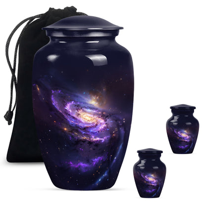 Purple Personalized Galaxy Memorial Urn for Human Ashes - 10-inch, 200 cu in - Yatskia