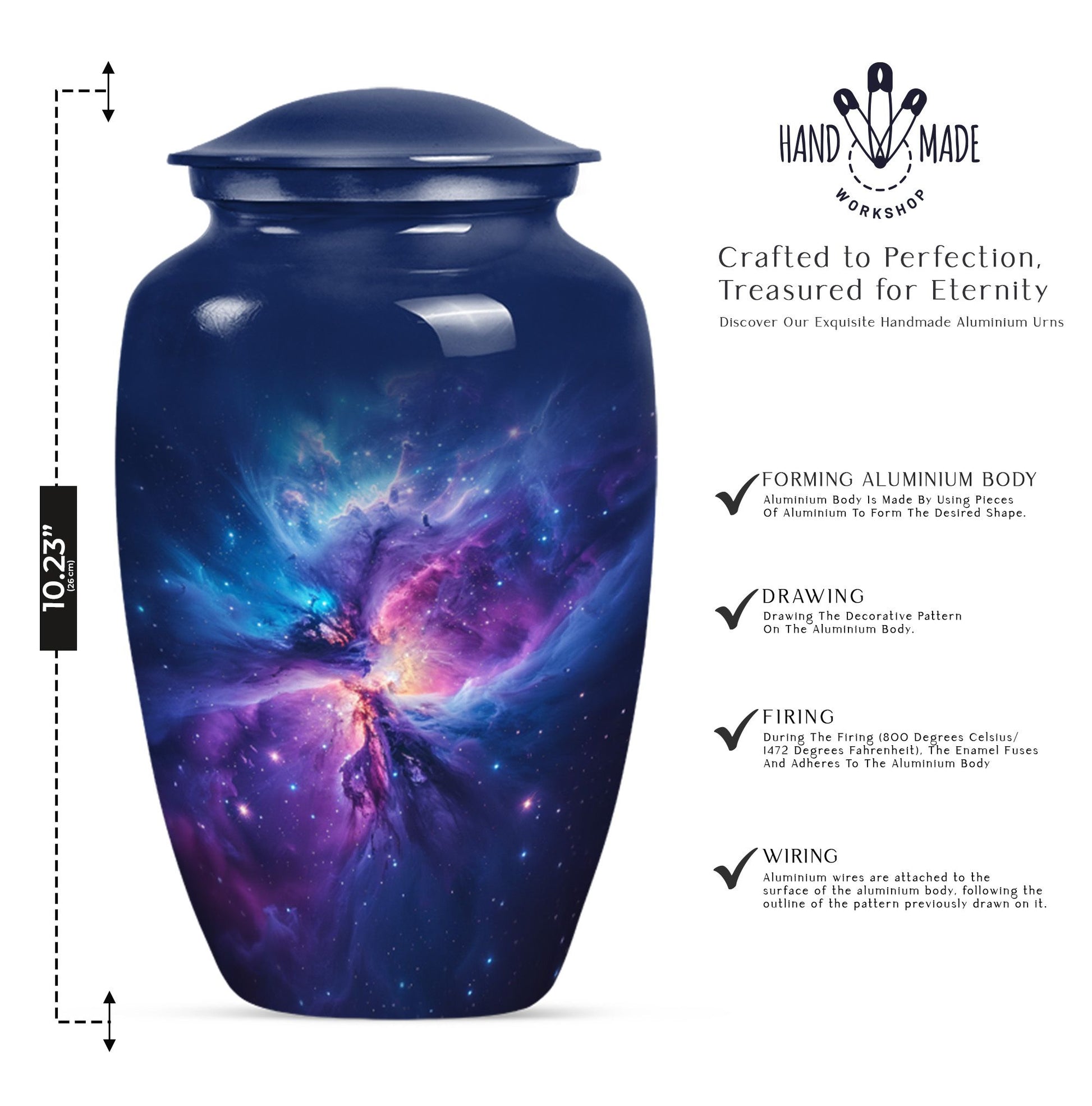 10-inch Galaxy Urn, classic cremation medium urn 