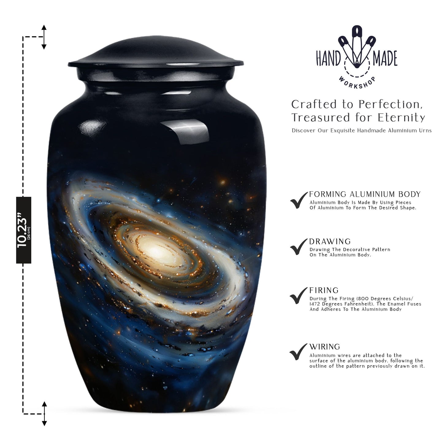 10-inch Classic Galaxy Urn, an abstract cremation large urn.