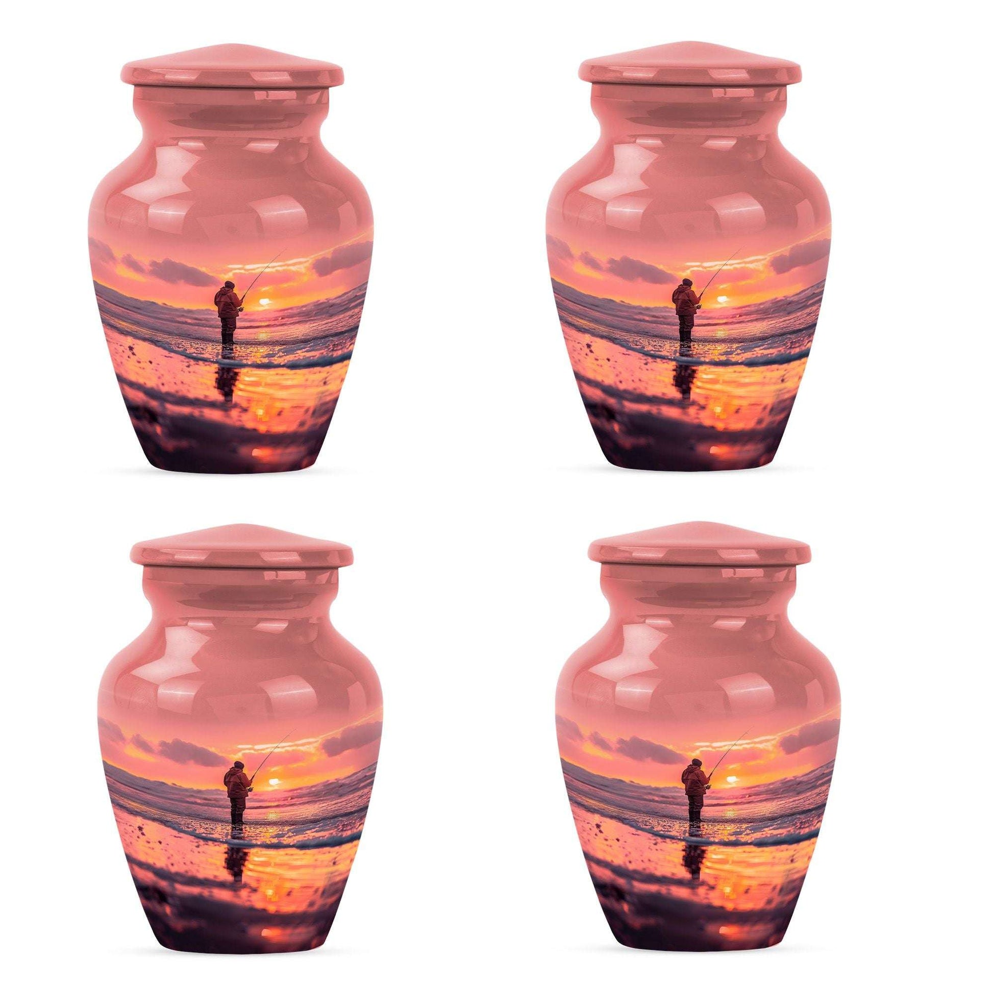 Ocean Fishing Cremation Urns For Ashes - Pink Memorial Urn For Father