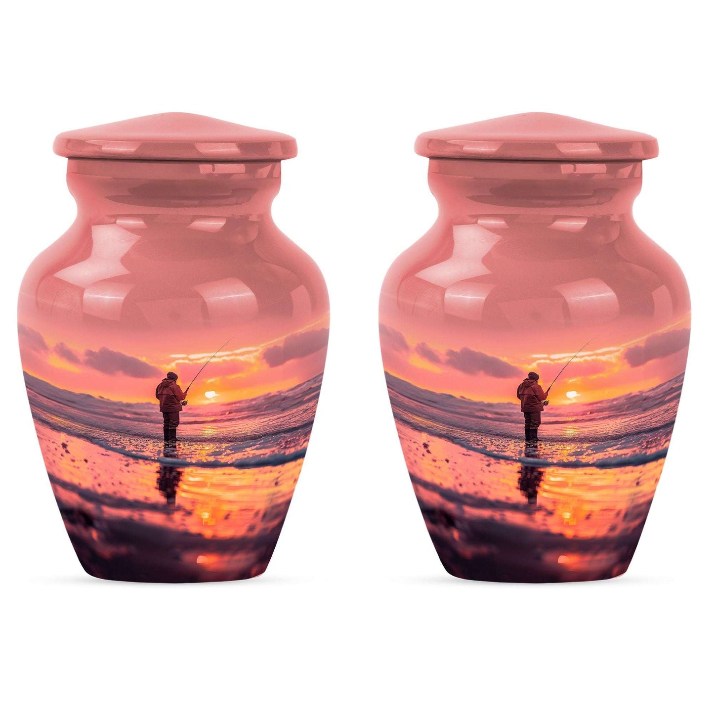 Ocean Fishing Cremation Urns For Ashes - Pink Memorial Urn For Father