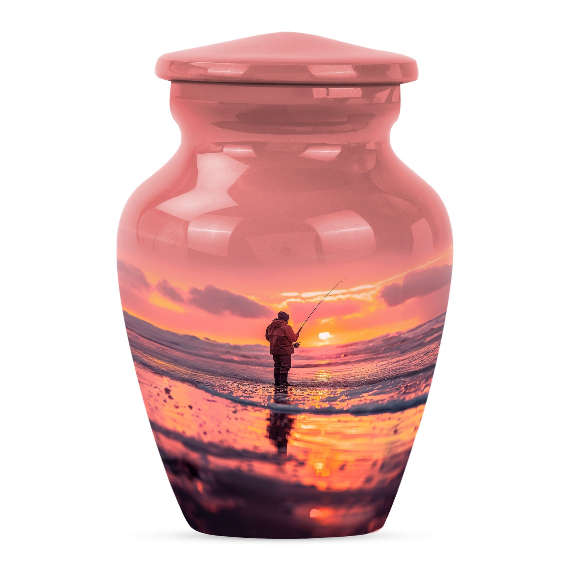 Ocean Fishing Cremation Urns For Ashes - Pink Memorial Urn For Father