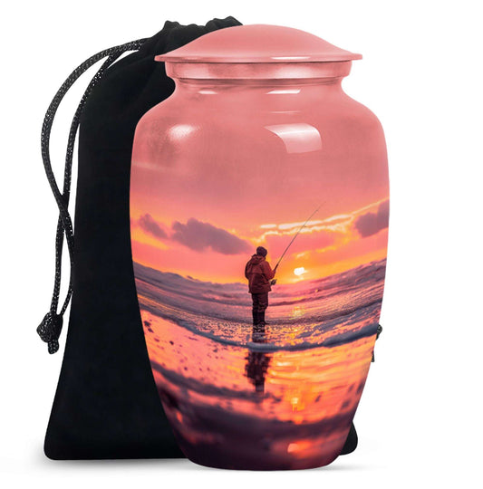 Ocean Fishing Cremation Urns For Ashes - Pink Memorial Urn For Father