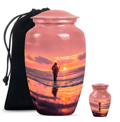Ocean Fishing Cremation Urns For Ashes - Pink Memorial Urn For Father
