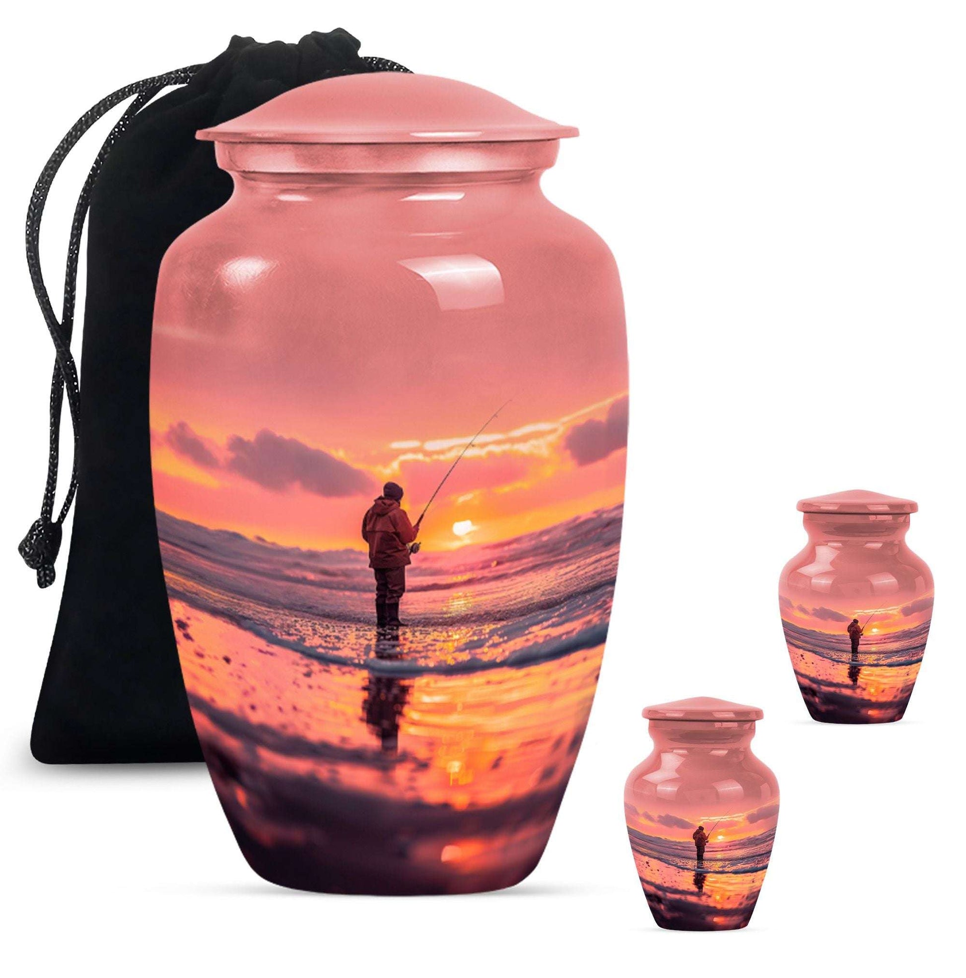 Ocean Fishing Cremation Urns For Ashes - Pink Memorial Urn For Father