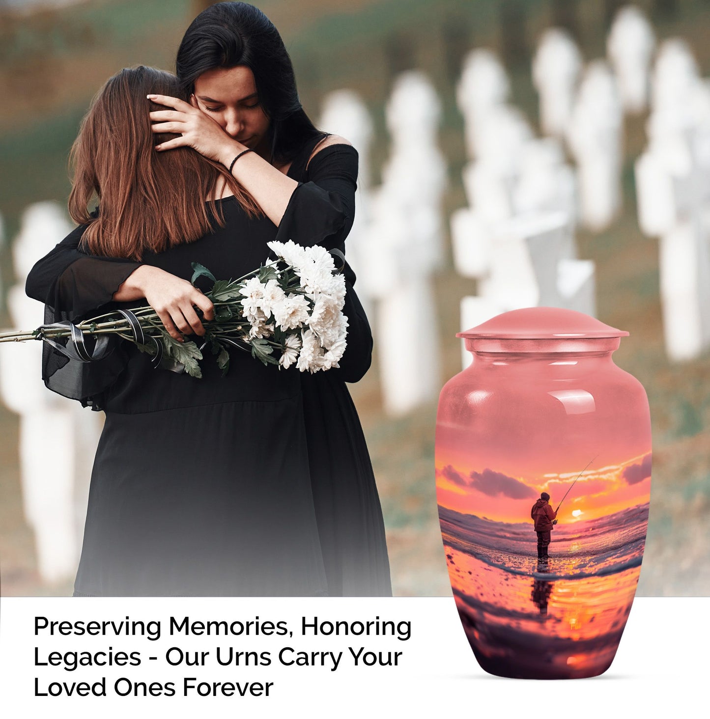 Fishing Urn, a memorial cremation urn for women