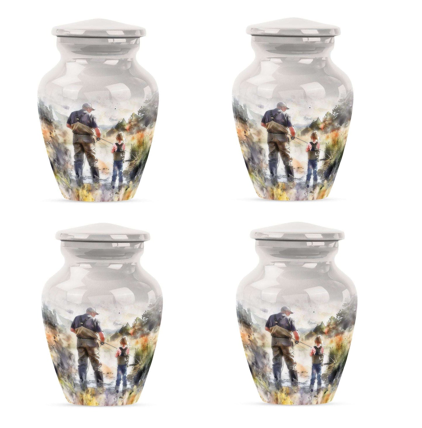 Artistic Fishing Cremation Ashes Urns - Father & Daughter Memorial Urn