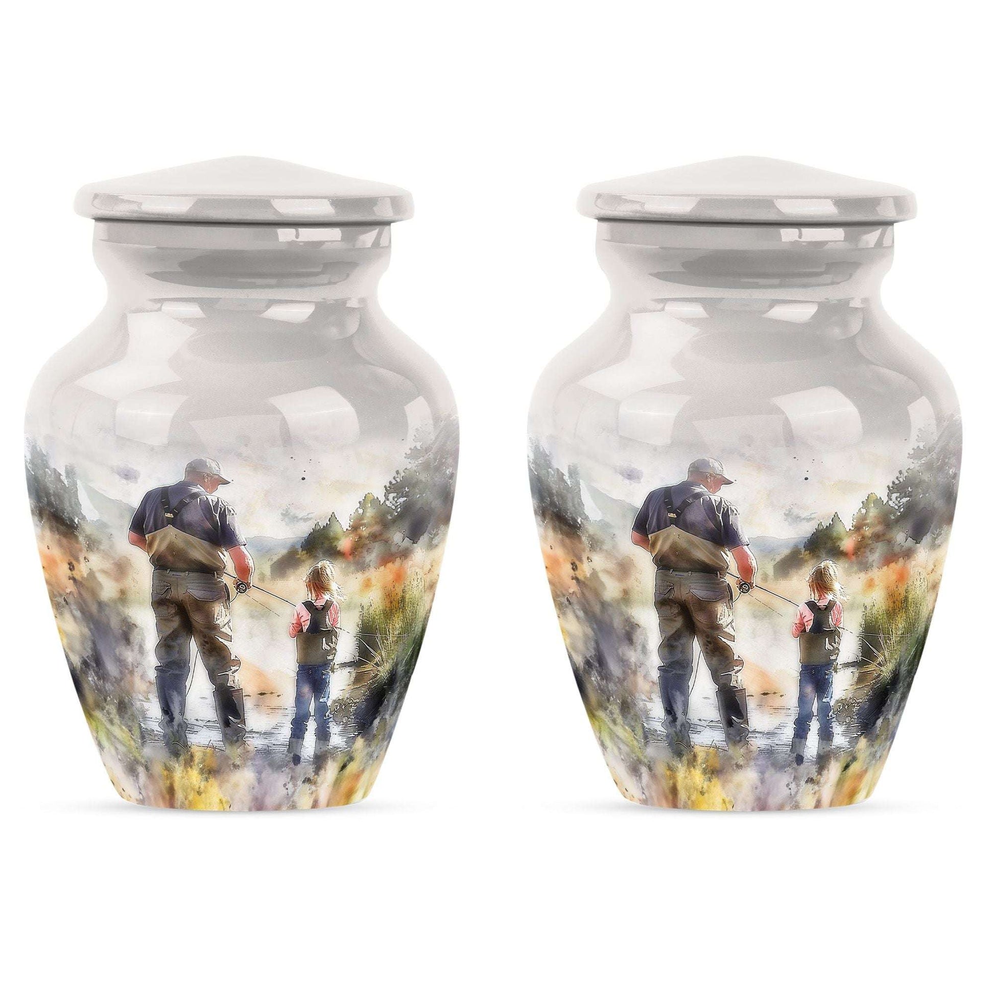 Artistic Fishing Cremation Ashes Urns - Father & Daughter Memorial Urn