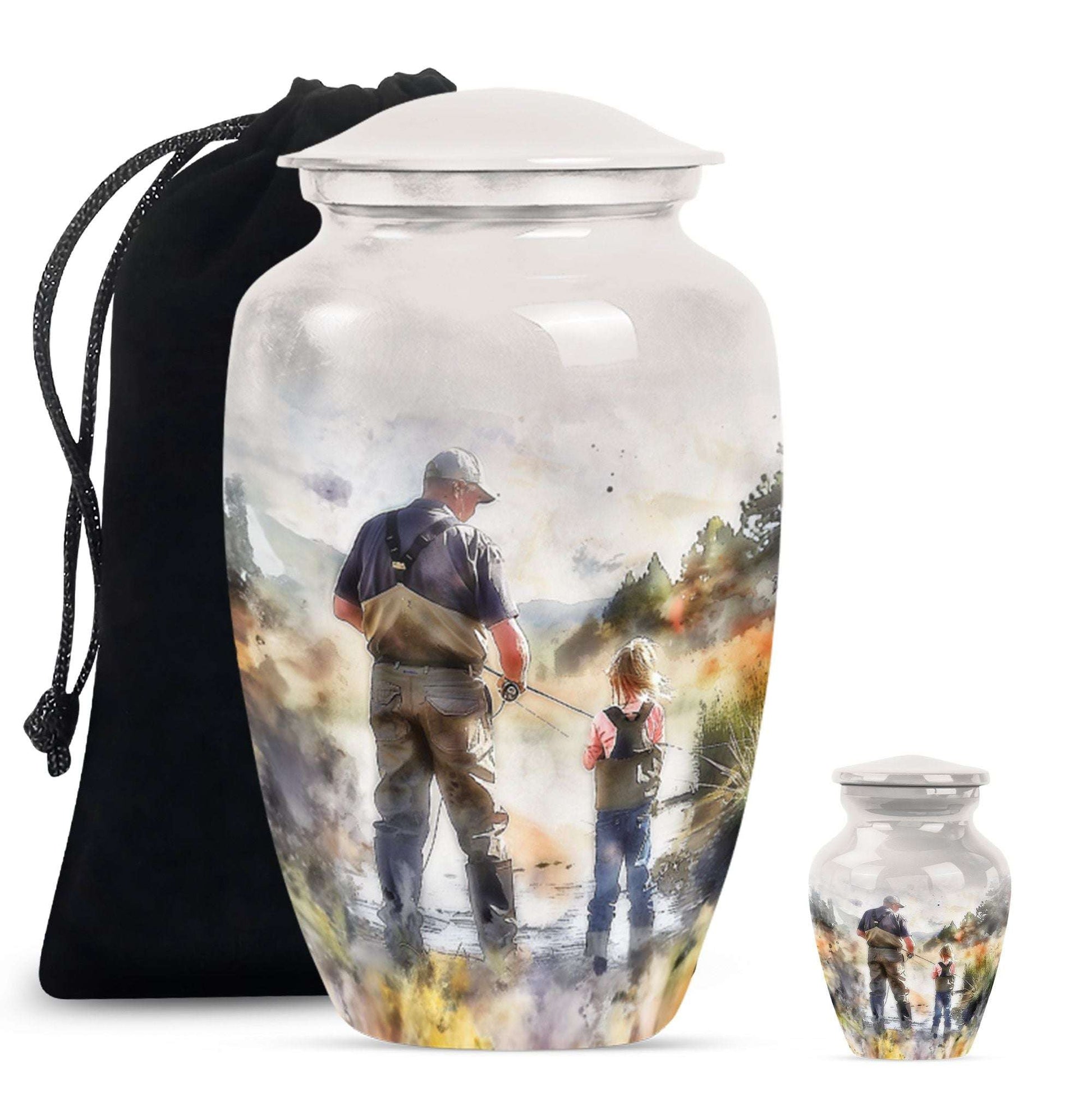 Artistic Fishing Cremation Ashes Urns - Father & Daughter Memorial Urn