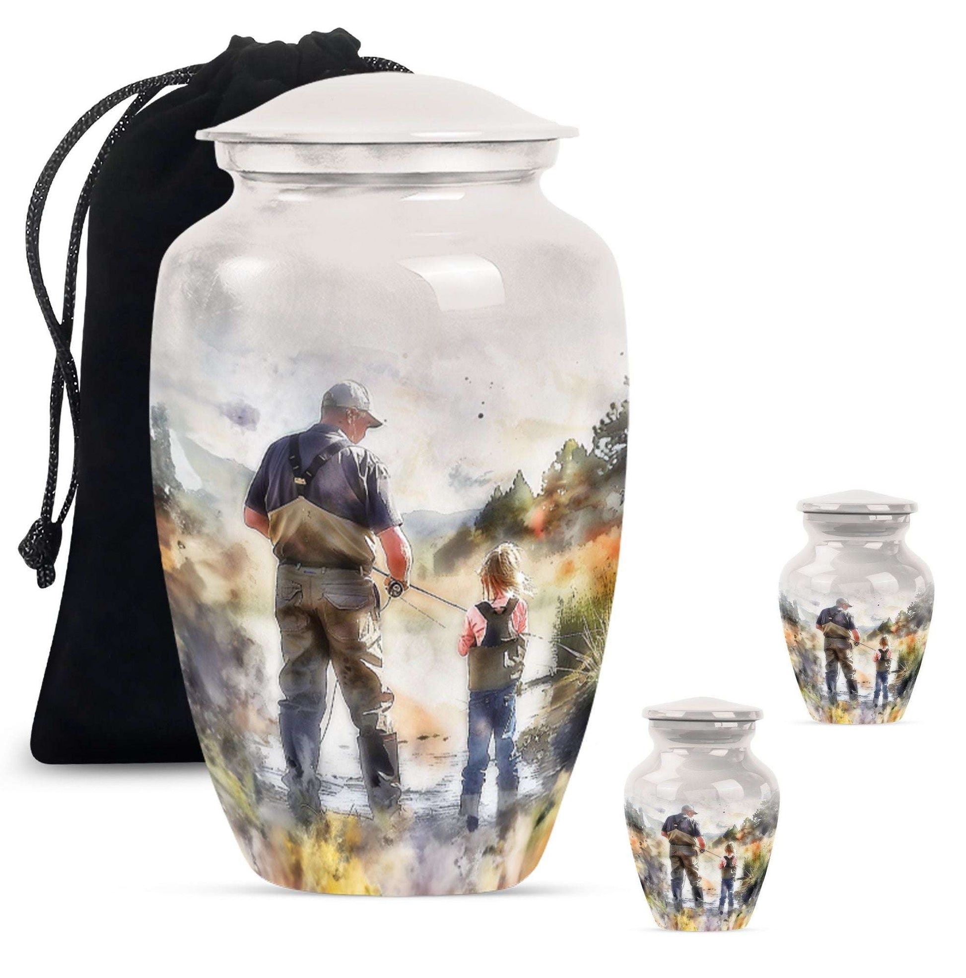 Artistic Fishing Cremation Ashes Urns - Father & Daughter Memorial Urn