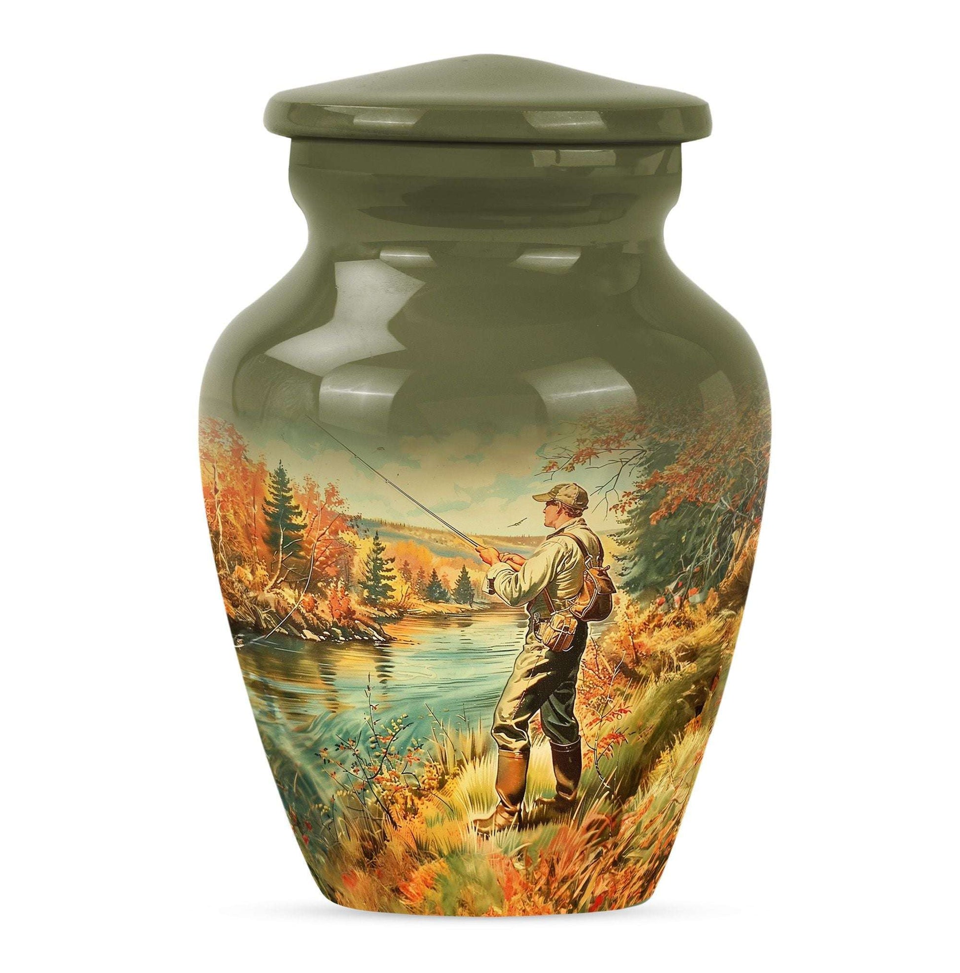 Artistic Fishing Memorial Urns Cremation Ashes - Large Urn For Mom & Dad