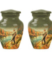 Artistic Fishing Memorial Urns Cremation Ashes - Large Urn For Mom & Dad