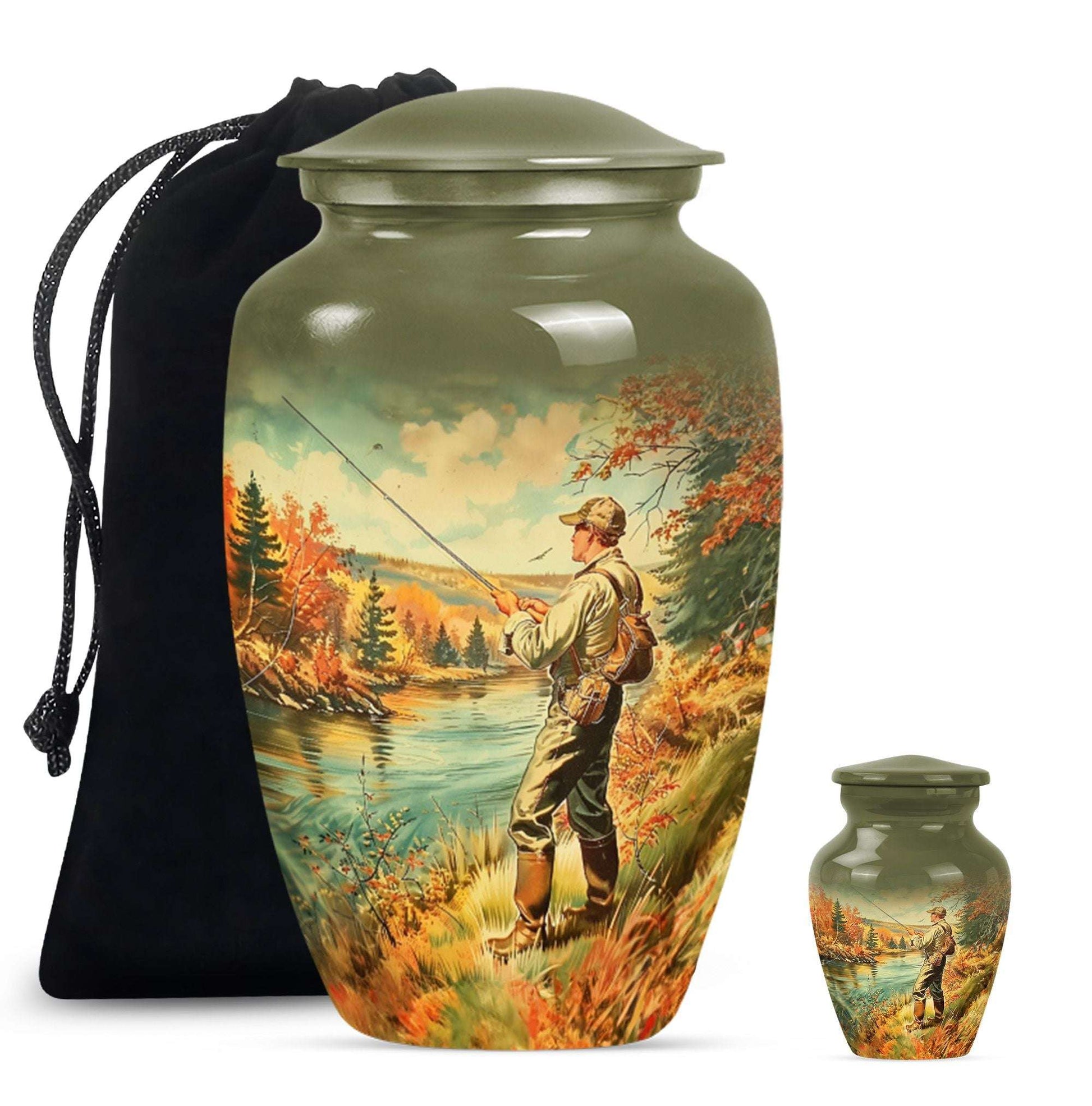 Artistic Fishing Memorial Urns Cremation Ashes - Large Urn For Mom & Dad