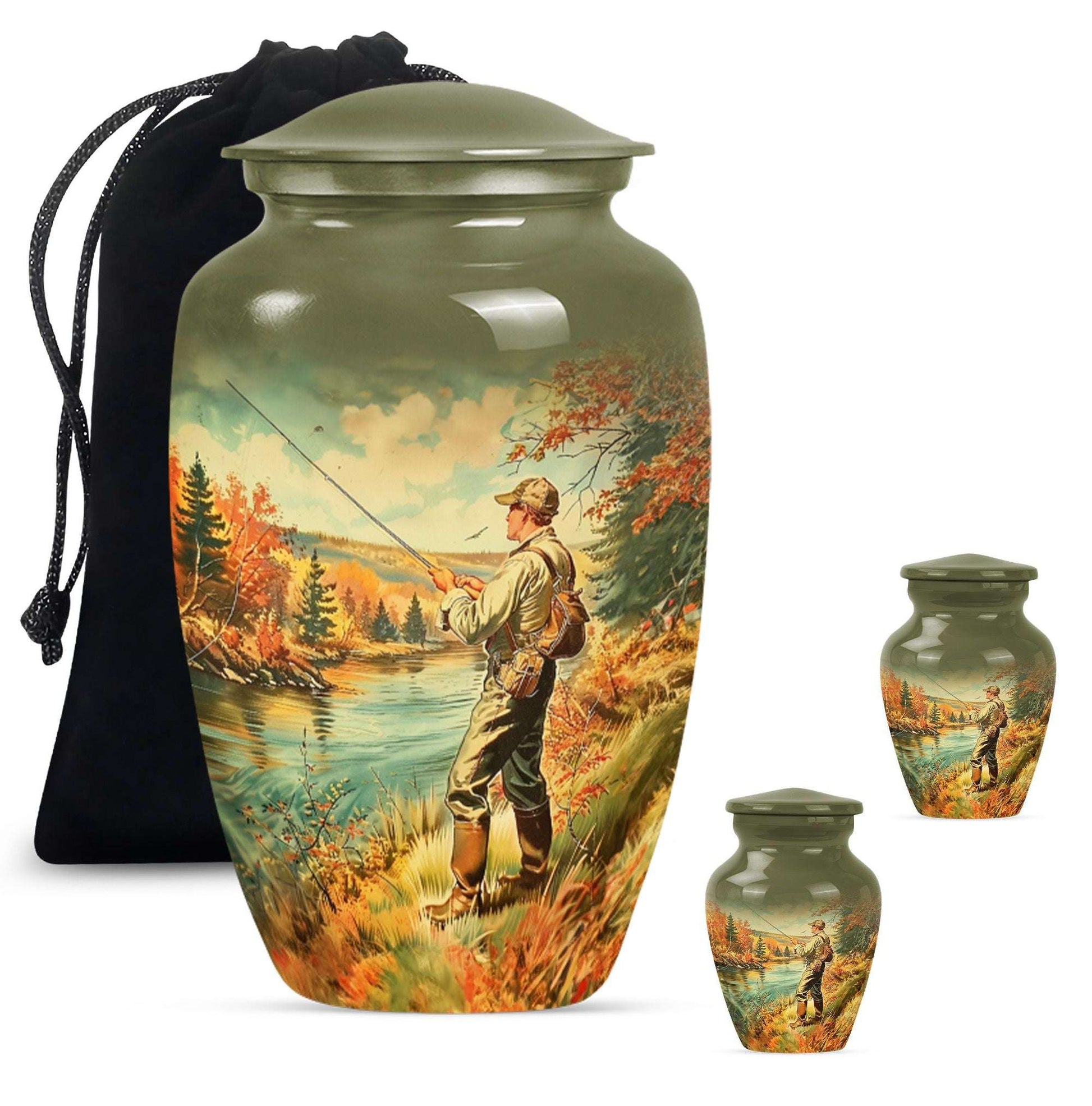 Artistic Fishing Memorial Urns Cremation Ashes - Large Urn For Mom & Dad