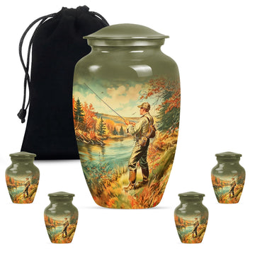 10 inch large Urn with 4 Keepsake 3 Inch Urns
