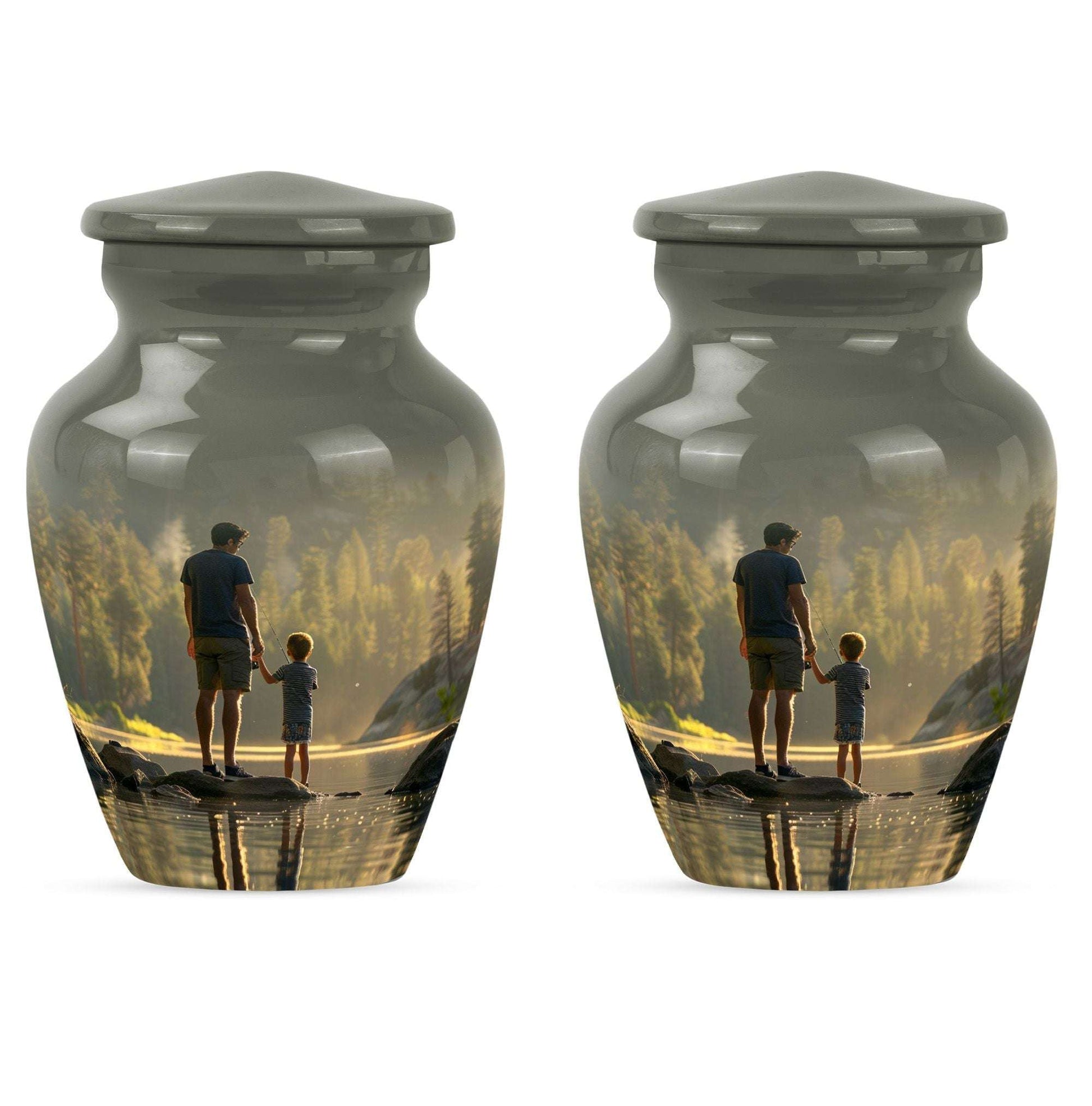 Father & Son Fishing Memorial Urn - Funeral Urns For Human Ashes