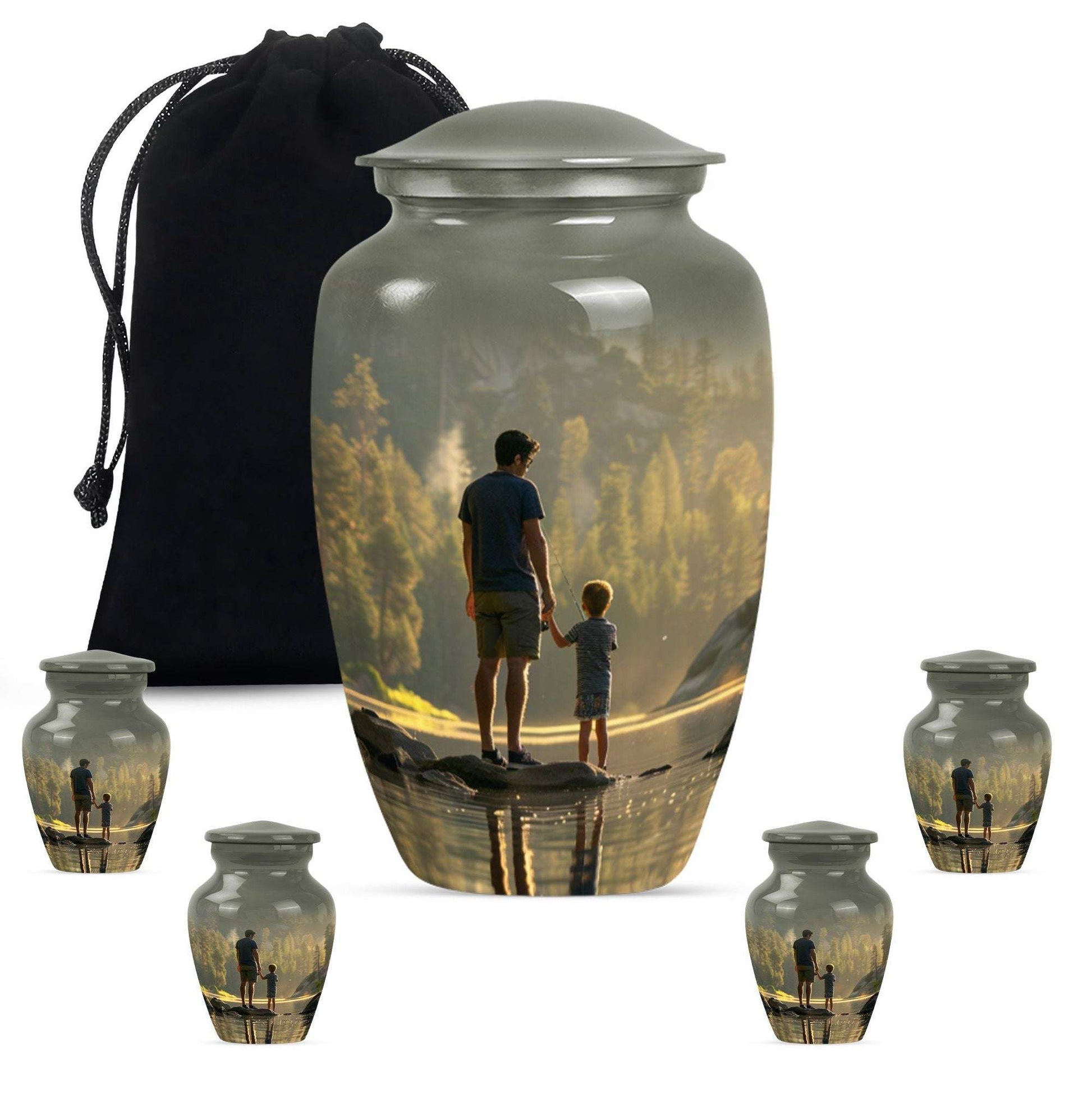 Father & Son Fishing Memorial Urn - Funeral Urns For Human Ashes