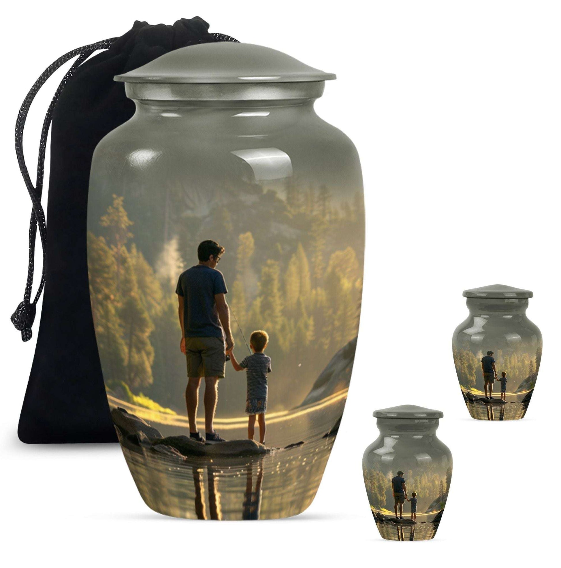 Father & Son Fishing Memorial Urn - Funeral Urns For Human Ashes