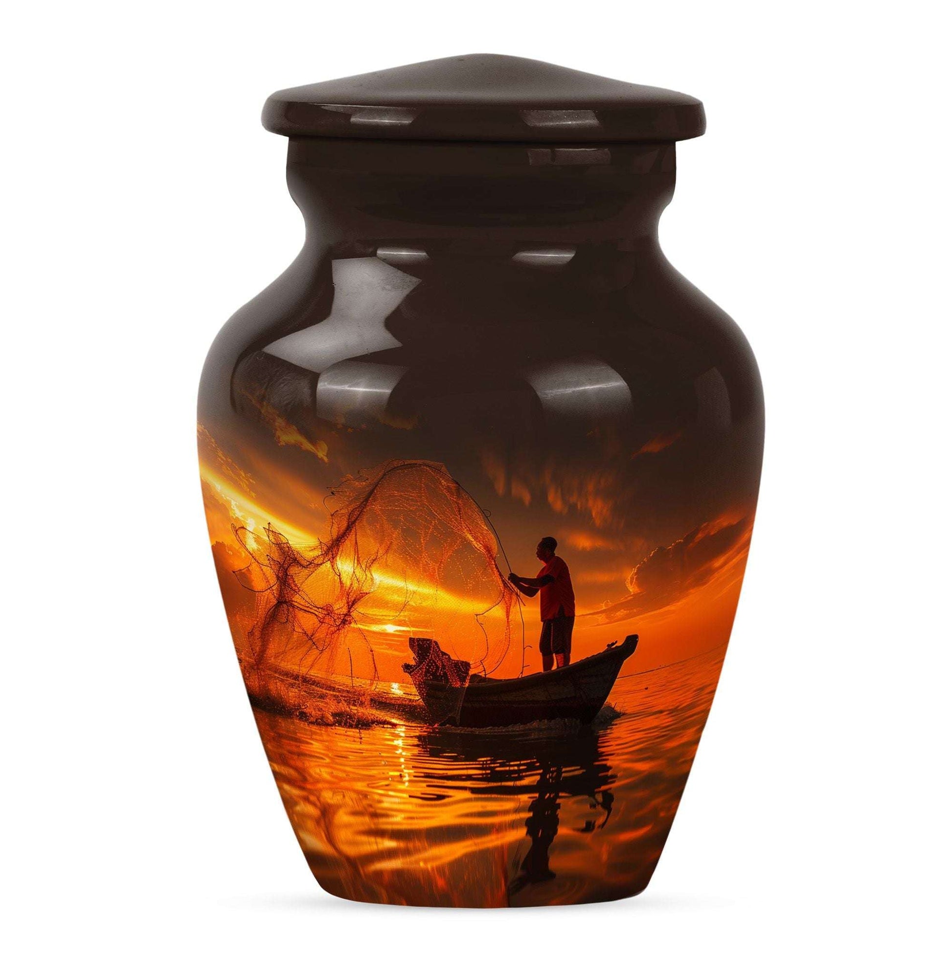 Sunset Memorial Urn For Ashes - Fishermen Cremation Urn For Adults