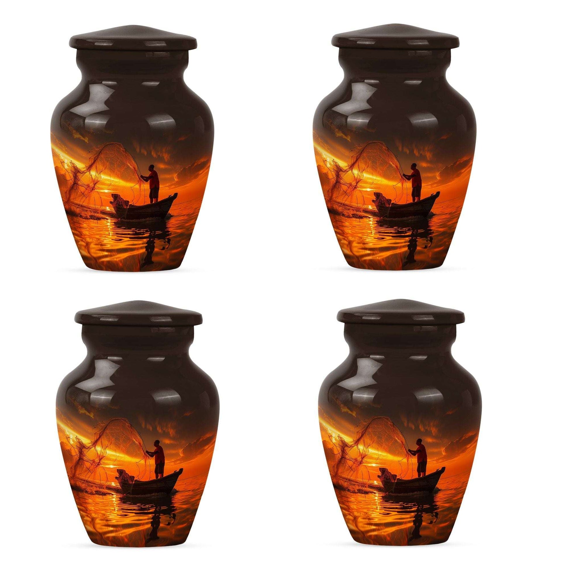 Sunset Memorial Urn For Ashes - Fishermen Cremation Urn For Adults
