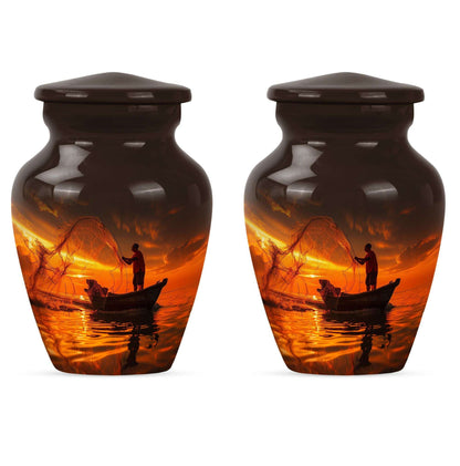 Sunset Memorial Urn For Ashes - Fishermen Cremation Urn For Adults