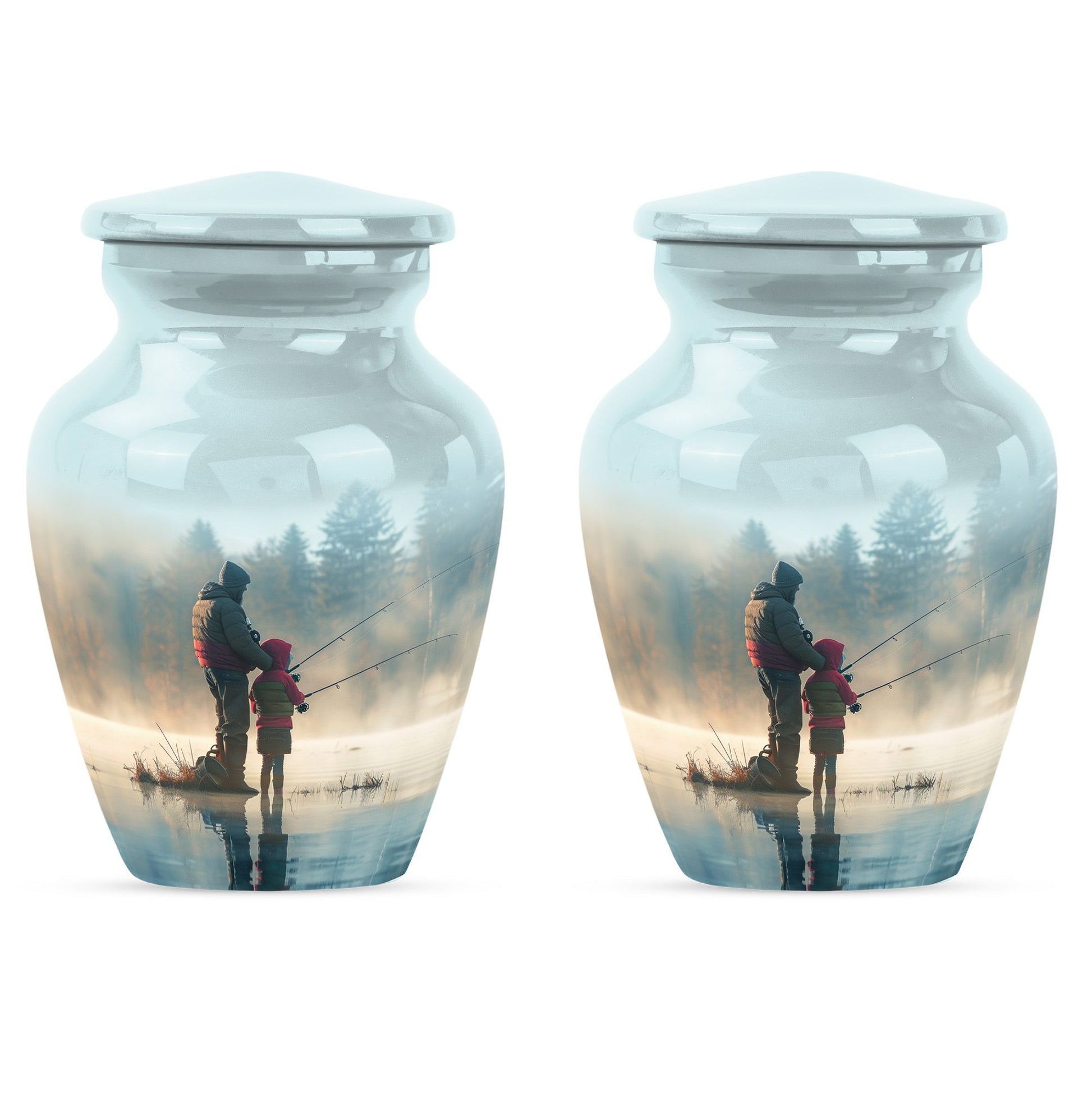 Fishing Adult Cremation Urns For Ashes - Father And Daughter Memorial Urn