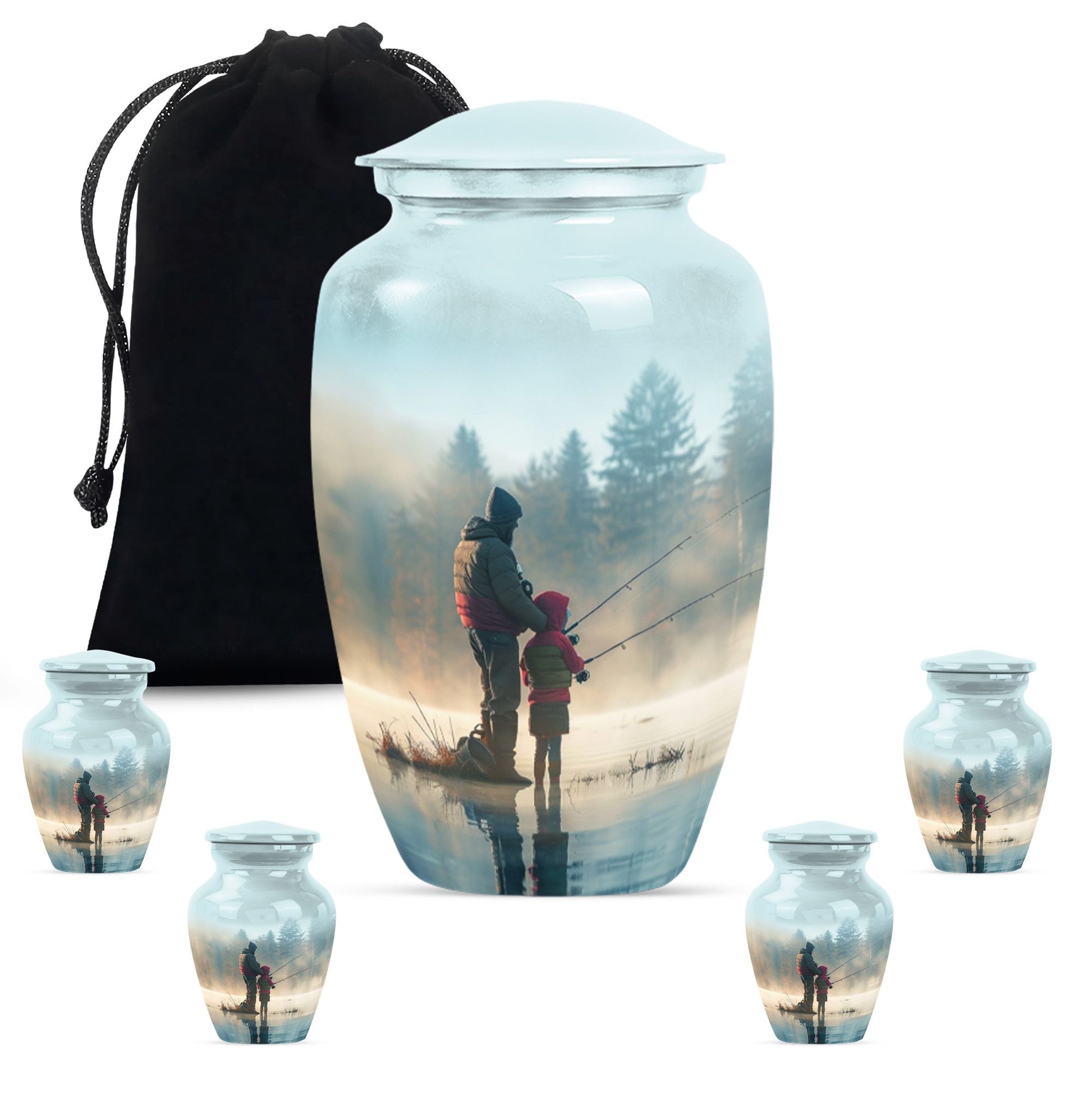 Fishing Adult Cremation Urns For Ashes - Father And Daughter Memorial Urn
