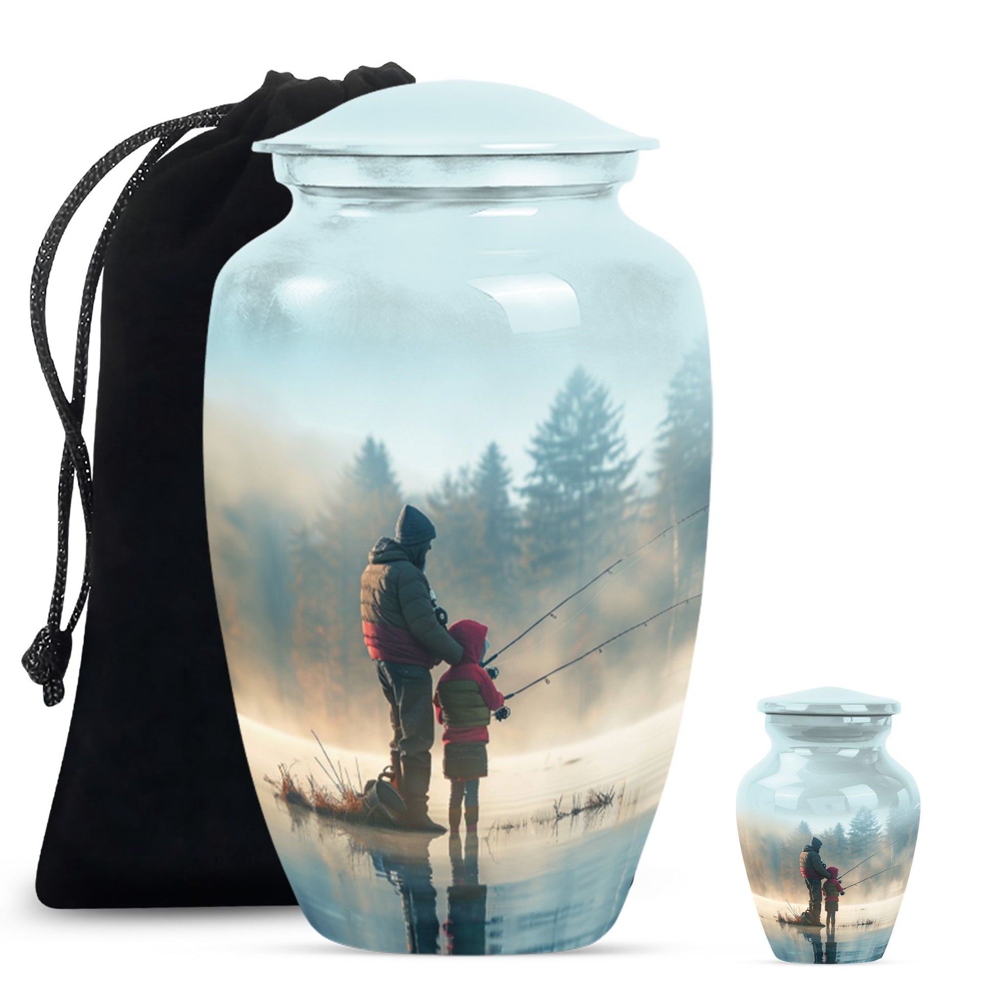 Fishing Adult Cremation Urns For Ashes - Father And Daughter Memorial Urn