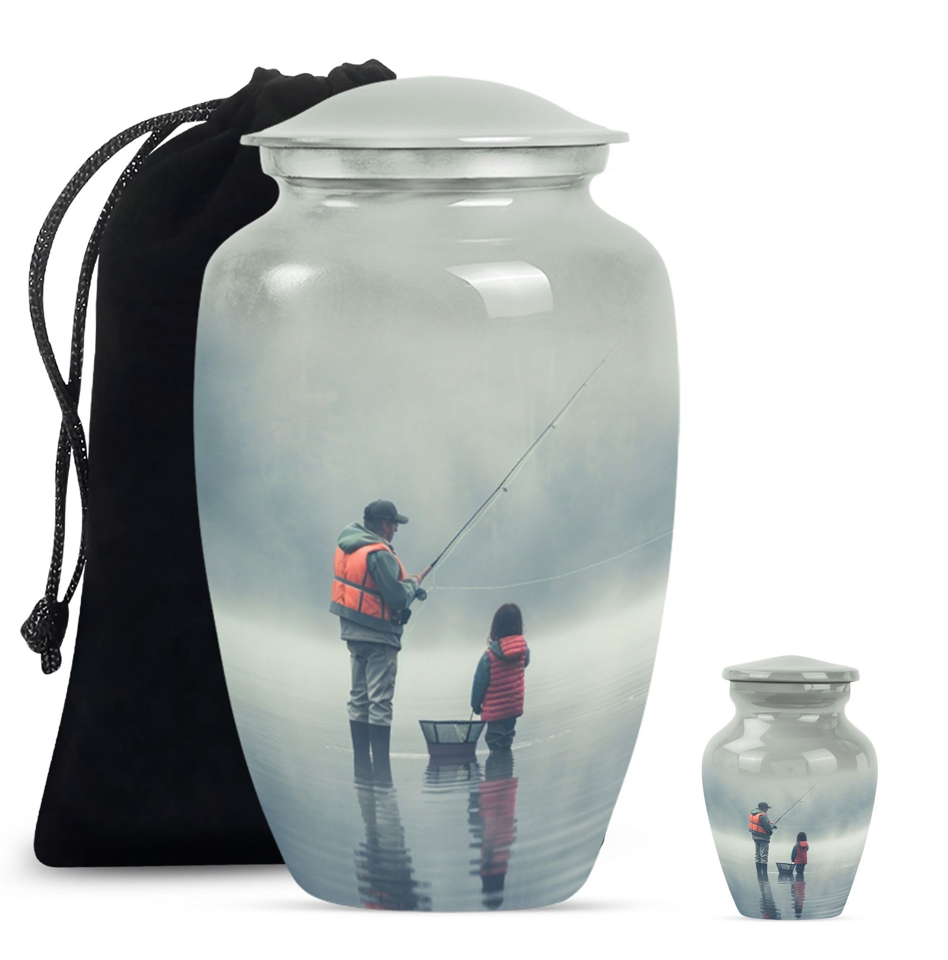 Fishing Memorial Urn For Fathers - Fishermen Cremation Urn For Funeral