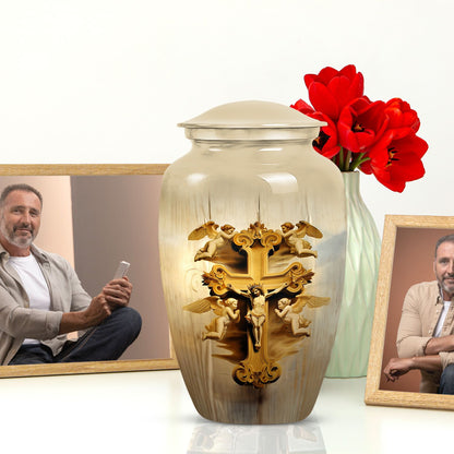 Classic 10-inch Catholic urn.