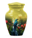 classic Parrot Cremation Urn, aluminium-made for adult ashes