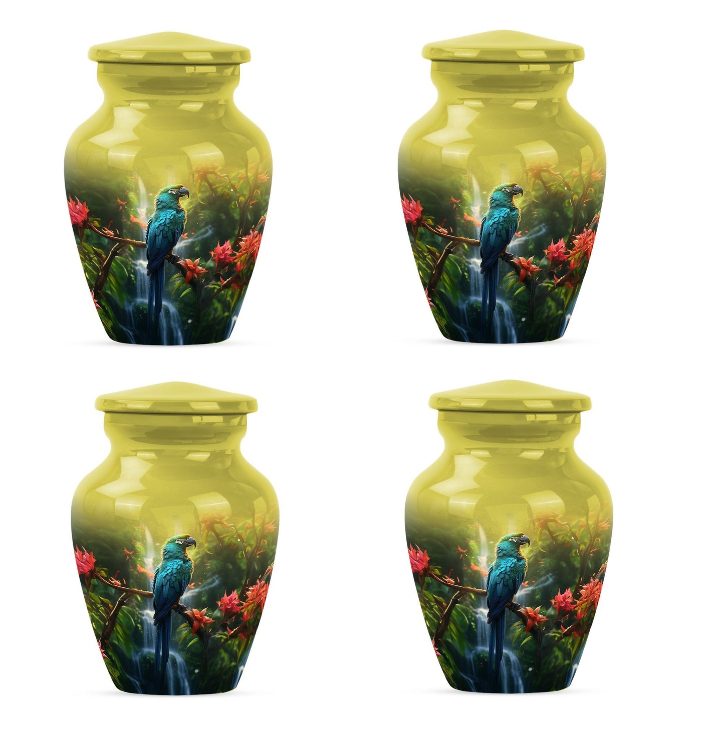 classic Parrot Cremation Urn, aluminium-made for adult ashes